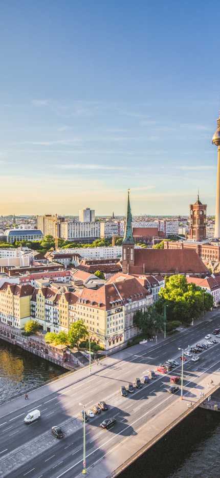 View of Berlin with Spree and the tv tower